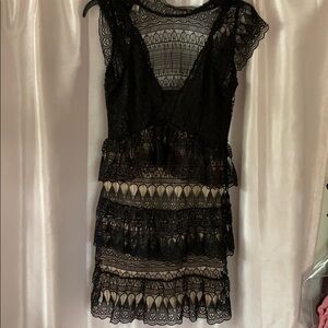 Aqua Black Lace Mini Dress